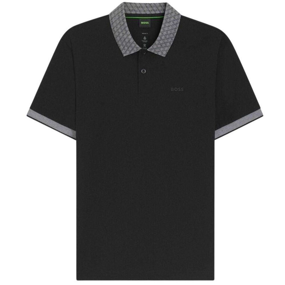 Boss Mens Chip Paddy Short-Sleeved Golf Polo Shirt / Black